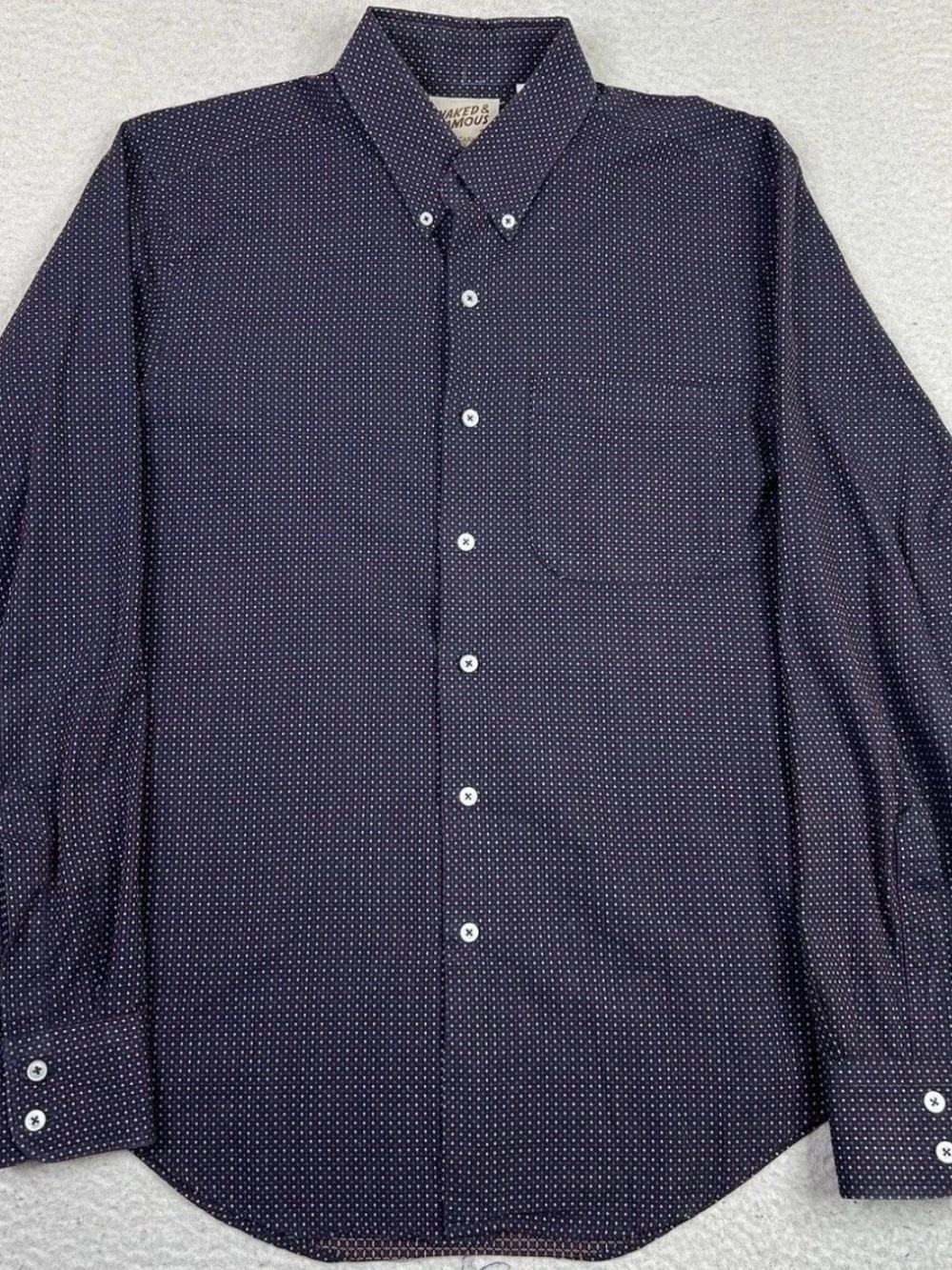 Naked & Famous Regular Polka-Dot Cross Weave Button Shirt Button-Up Casual Denim